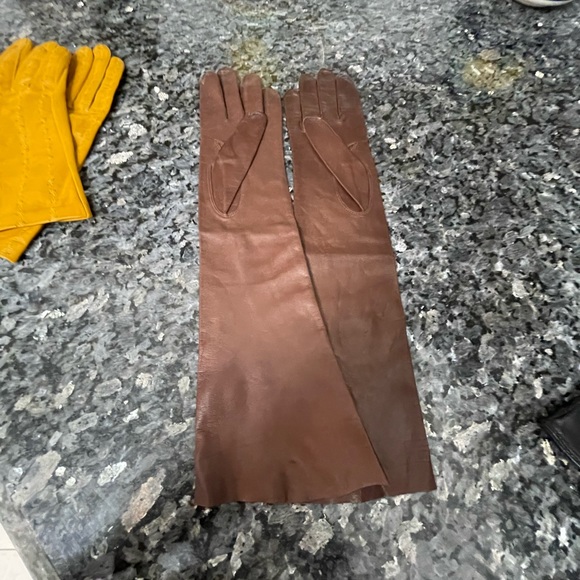 Accessories - Vintage long brown kid gloves